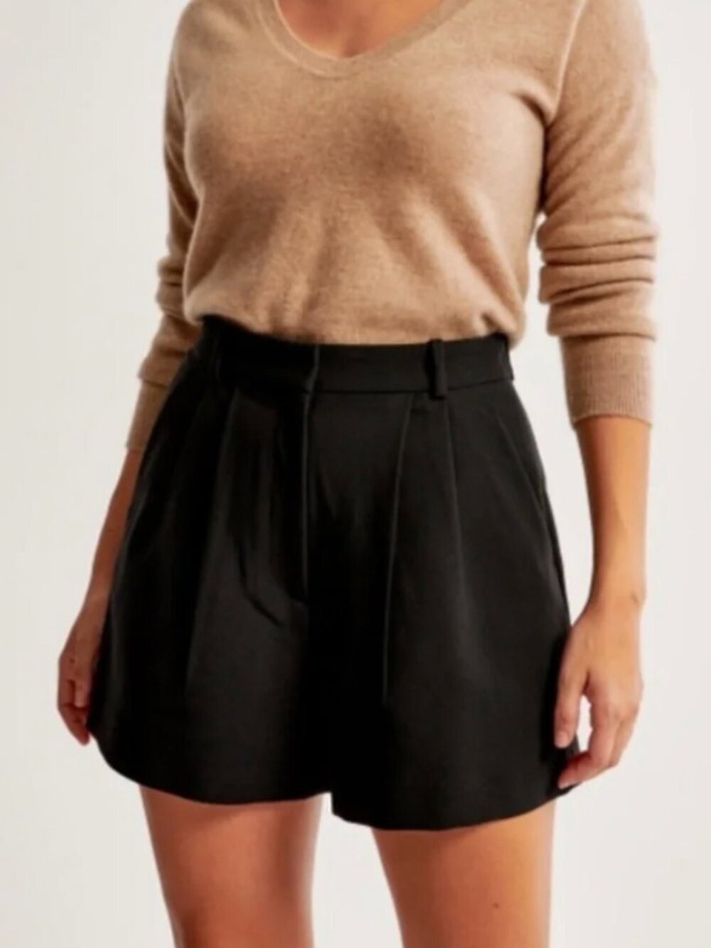 Abercrombie & Fitch Black Sloane High-Waist Tailored Shorts Size L